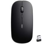 INPHIC Wireless Mouse, Slim Silent Click Rechargeable 2.4G Wireless Mice 1600DPI Mini Optical Portable Travel Cordless Mouse with USB Receiver for PC Laptop Computer Mac MacBook, Black