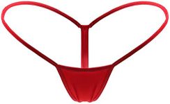 Mbotnee Women's G-Strings Micro Thongs Tiny Panties Underwear, Red, Medium