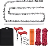 53 Inch Rope Saw, High Reach Tree Limb Hand Rope Chainsaw, 68 Sharp Teeth Blades, Rope Saw with 2 Extra Handles, Ropes, Webbing, S-hook and Carabiner, 1 Sharpener and Cloth Bag(53in)