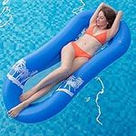 Myir Inflatable Swimming Lounger Pool Float, Water Hammock Floating recliner Inflatable Floating Bed Summer Outdoor Ocean Lake Adults Kids (Blue)