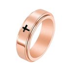 AmDxD Wedding Rings 6 mm, Stainless Steel Rings Cross Spinner, Black/Gold/Silver/Rose Gold Wedding Ring for Men, Engagement Rings for Men and Women, stainless steel, No cubic zirconia