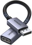 UGREEN 4K Displayport to HDMI Adapter 2Pack Uni-Directional Braided DP to HDMI Cable Aluminium Male to Female Converter Multi-Screen Compatible with Monitor Projector HDTV Dell Laptop HP AMD NVIDIA