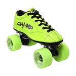 Vicky Champ Shoe Skates PU Upper Double Chromed Ball Bearings Roller Wheels Fibre Chassis & Laces with Nylon Bag Ideal for Competition-Neon Yellow, UK-11C