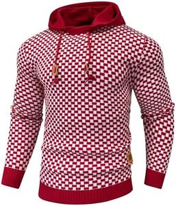 Zaitun Mens Hooded Sweatshirt Long Sleeve Solid Knitted Hoodie Pullover Sweater