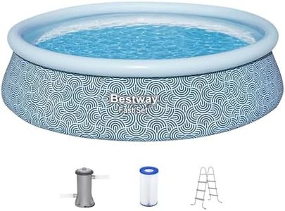 Bestway Fast Set 15' x 42" Above Ground Pool, Round Inflatable Ring Top Outdoor Swimming Pool Set with Filter Pump & Type III A/C Cartridge