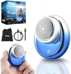DSP Compact Men's Electric Razor - Mini Portable Shaver for Travel, Waterproof IPX7, USB-C Fast Charging, Overcharge Protection, 7100 RPM Powerful Pocket-Sized Shaving Machine (Blue)