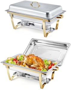 BouPower 2 Pack Chafing Dishes Buffet Set, 8 QT Stainless Steel Rectangular Chafing Dish Buffet with Lid, Catering Food Warmers, Buffet Servers and Warmers for Parties, Silver