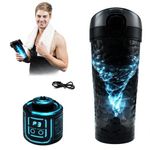 HouseUp Electric Protein Shaker Bottle - 700ml/24oz USB Rechargeable Portable Blender Cup | Fitness Shaker for Gym and Travel (Black)