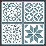 STENCILOGY® / 4 pcs. 8 x 8 Inches/Tile Stencil Set, Reusable Tile Stencils Set for Painting, Furniture, Floor/Household Paint Wall Stencils (8x8 inches)