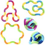 Fidget Sensory Twister Toys, Fidgit Spinner Rings, Finger Handheld Therapy Decompression Educational Pack for Toddler Kids Age 3-10, Stocking Stuffer Gift, Party Favors Goodie Bag, Rainbow 5 PCS