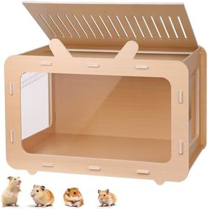 BREUAILY Wooden Hamster Cage Large DIY Dwarf Hamster Cage Small Animal Habitats with Visible Window and Openable Top for Gerbil Mouse Guinea Pig Easy Assemble 80 * 51.5 * 50cm