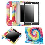 HDE iPad Mini 5 & 4 Case for Kids with Built in Screen Protector - Shockproof Handle Stand with Apple Pencil Holder Compatible with iPad Mini 5th Generation and iPad Mini 4th Generation Tablet Tie Dye