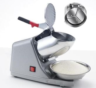 Electric Ice Crusher Machine 380W, 3 Stainless Steel Blades, 286 lbs/hr Ice Shaver with Auto-Cut Sensor 1500 RPM Snow Cone & Gola Maker for Home, Commercial & Party Use, Silver (3 Blades Ice Crusher)