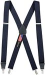 HOLD'EM Suspender Men X-Back Clip on Leather Crosspatch-Navy (Tall 54")