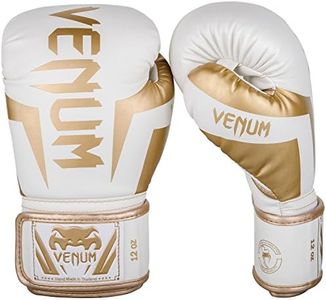 Venum Elite Boxing Gloves - White/Gold - 16oz