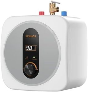 KENUOS 2.5 Gallon Mini Tank Water Heater,Under Sink Instant Hot Water with LED Display,1500W 120V Compact Design Small Water Heater for RV,Kitchen,with 1/2" NPT T&P Valve,3-Way Fitting Valve Grey