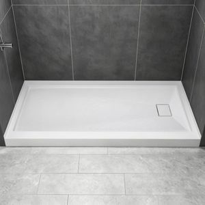 Shower Base Tray with Right Drain, White (60"X32", Right Drain)