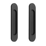 MOROBOR Self-Stick Oval Sliding Door Pulls, 2pcs Matte Black Aluminum Alloy Flush Pull Punch-Free Handle for Sliding Barn Door Windows Cabinets/18cm