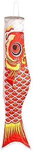 SGerste 100cm Koi Nobori Carp Wind Sock Koinobori Fish Kite Flag Hanging Decor (Red)