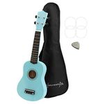 World Rhythm Soprano Ukulele - Beginner Soprano Uke in Light Blue Finish with Gig Bag, Spare Ukulele Strings & Felt Pick