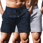 COOFANDY Men's Gym Workout Shorts 2 Pack Quick Dry Athletic Bodybuilding Weightlifting Training Running Pants with Pockets