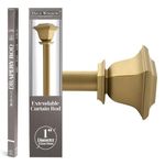 Deco Window Adjustable Curtain Rod for Windows & Doors Metal Pole with Finials and Mounting Hardware Set (1 Inch) (36" - 66", Gold)