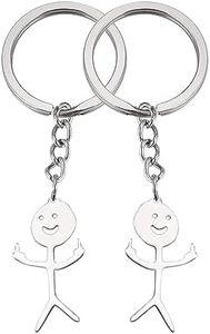 2Pcs Smiley Face Key Chain Cute Keychain Funny Sign Language Keychains Door Car Key Chains for Ladies Men Kids Key Chain Clip Personalized Hanging Decorations for Cars Bags (Silver 1)