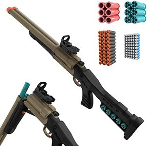 Double Barrel Shotgun Toy with Ejecting Shells and 90 Soft Bullet Darts, Toy Foam Blaster with Scope for Boys, Youth, Teen