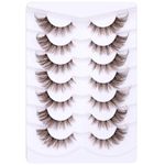 Brown Eyelashes Fairy Lashes Cat Eye Wispy False Eyelashes Strip Lashes Mink Fluffy Strip Lashes Brown Fox Eye Long Volume Fake Eyelashes 7 Pairs ALICROWN