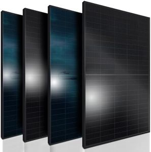 SUNNIVA® Solarmodul 4x 460 W FULL BLACK Bifazial Glas/Glas PV Modul Solarpanel - PMax 1840W (4x460W) Bifacial N-Type, für Balkonkraftwerk oder PV Solar Anlage