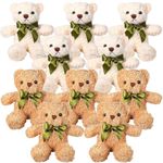 LYCN 10 Pack Teddy Bears Bulk,10 Inch Cute Teddy Bear Plush Toy with Bow Tie, Small Soft Stuffed Animals Teddy Bear for Graduation Birthday Wedding Christmas Party Gift, 25cm (White,Brown)