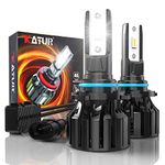 KATUR HB4 Led Bulb, 80W 16000LM 6000K Cool White 400% Brightness Super Bright 360 Degree Adjustable Beam Angle hb4 9006 Led Headlight Bulb Conversion Kit IP65 Waterproof, Pack of 2