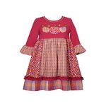 Bonnie Jean Thanksgiving Dress - Knit Pumpkin Dress for Baby, Toddler and Little Girls, Cranberry Pumpkin, 3 Years