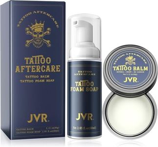 Tattoo Aftercare, JVR Tattoo Soap &Tattoo Balm, Tattoo Foam Soap Cleanser To Heal, Clean Tattoos, Tattoo Balm for Tattoo Moisturizer & Color Enhancement & Tattoo Brightener with Gentle Ingredients - Organic