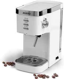 AGARO Regency Espresso Coffee Maker, Adjustable Pressure up to 20 Bars, Cappuccino Coffee Maker with Adjustable Foaming Milk Frother Wand for Steam Espresso, 1.2L Removable Water Tank, 1350W, White
