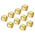 PATIKIL 1/4" Tube OD Brass Compression Sleeves Ferrules 20Pcs Brass Ferrule Fittings 6.5mm Brass Compression Fitting Assortment Kit