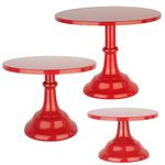 NIANDAIXIU 3 Pcs Metal Cake Stand, Cake Pop Stand with Durable & Stable Design, Tall Cake Stands for Dessert Table, Perfect Display for Wedding, Party, Birthday, Baby Shower (Red)