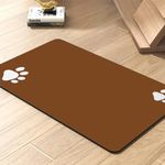 Pet Feeding Mat-Absorbent Dog Mat for Food and Water Bowl-No Stains Quick Dry Dog Water Mat-Dog Accessories Pet Supplies Brown 12''x19''