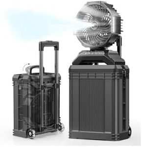 4 Gal Large Misting Bucket Fan Portable, 40000mAh Rechargeable Mister Fan with Retractable Handle & Oscillating Camping Fan for Patio/Beach/Fishing/Golf/Travel Essentials