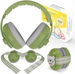 2-in-1 Baby Ear Muffs Infant Noise Cancelling Headphones for Babies 0-48 Months with Adjustable Headband Infant Ear Protection Lightweight & Foldable Noise Protection for Infants & Toddlers (Green)