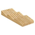 Navaris Bamboo in-Drawer Knife Block - Bamboo Kitchen Work Surface or Drawer Knife Holder - Cutlery Drawer Insert Organiser Storage for 13 Knives