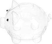 Toyvian Clear Piggy Bank Glass Animal Pig Money Bank Coin Box Money Saving Jar Cash Bills Glass Jar Change Box for Kids Adults