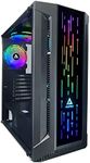 Apevia Matrix-BK Mid Tower Gaming Case with 1 x Tempered Glass Panel, Top USB3.0/USB2.0/Audio Ports, 4 x RGB Fans, Black Frame