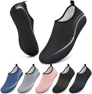 Water Shoes Beach Shoes for Women Men Swim Swimming Aqua Socks Barefoot Sea Pool Quick Dry Lightweight(996 Line Black 9 UK /43 EU)