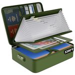 ENGPOW 5200℉ Fireproof File Organizer Bag with 13 Pocket Accordion File Folder,Document Organizer Box with Lock&Labels,Multi-Layer Portable Home Travel Safe Storage for Important Documents,Green