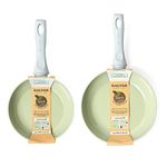 Salter COMBO-7528 Earth Frying Pan Set – Healthy Ceramic Non-Stick Coating, PFAS-Free Induction Cookware, Aluminium Cooking Skillets, Easy Clean, PFOA/PTFE-Free, Stay Cool Handle, 20/24cm, Green