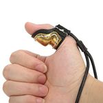 Archery Thumb Tab, Archery Glove Hunting Thumb Finger Protector, Archery Thumb Ring, Brass Soft Leather Thumb Guard Ring Archery Finger Protector for Traditional Bow Shooting, Black