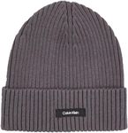 Calvin Klein Men’s Classic Cotton Rib Knitted Beanie, Grey (Iron Gate), One Size