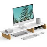 Fenge Dual Monitor Stand, 42.5 Inch Monitor Riser Desktop Oraganizer Stand for 2 Monitors,Desktop Organizer with Eco Cork Legs for Computer,Laptop,Printer,TV ,White