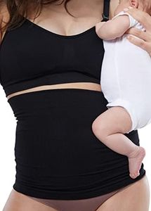 Ingrid & Isabel Basics Afterband - Postpartum Belly Band – After Birth & Post Surgery Compression Wrap for Abdominal Support and Recovery - Black (S/M)